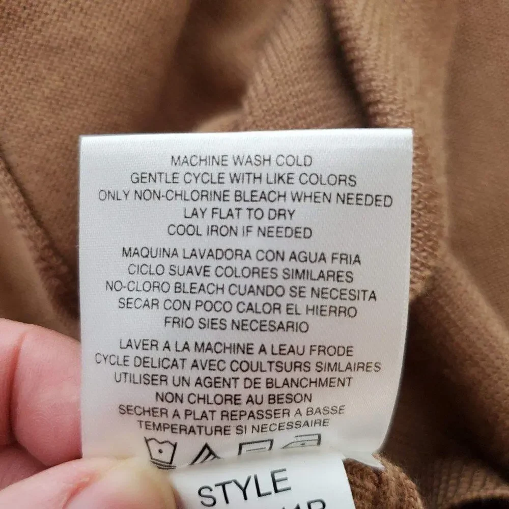 Ellen Tracy Cropped Open Front Cardigan Women Size L Tan Golden Brown